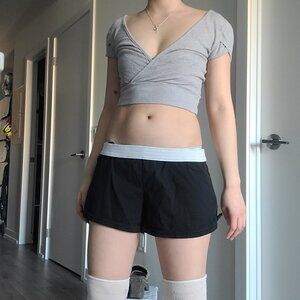 Champion Low-waist Black Cotton White Banding Shorts